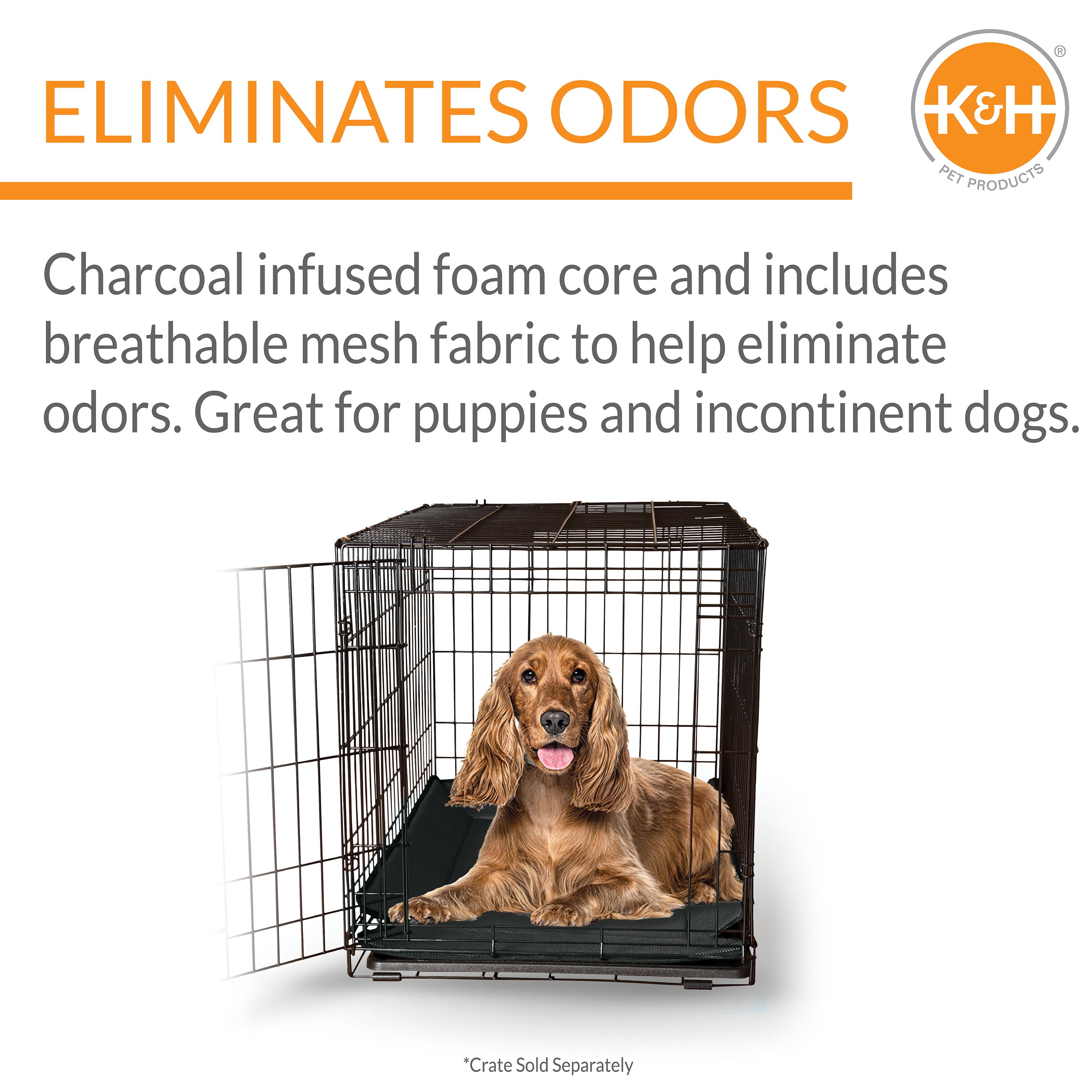 KandH Pet Products Odor-Control Crate Pad， Grey， 21