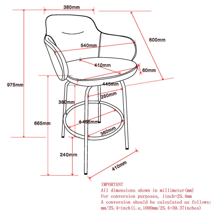Inspire Colani 203650CH 26Inch Counter Stool Set Of 2 In Charcoal
