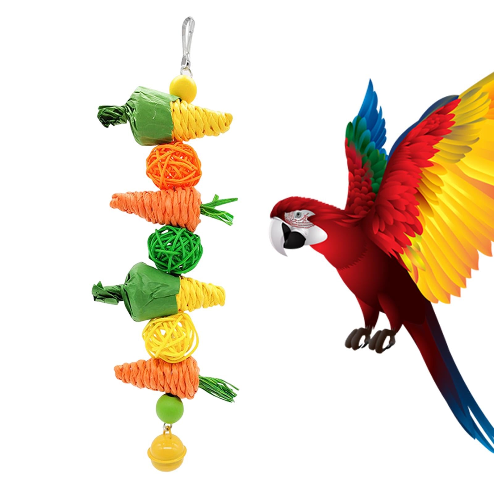 2X Birds Parrots Chewing Toys Cage Accesory with Bell Training Parrot Toys for Small to Large Birds Parrots Budgie Parakeets