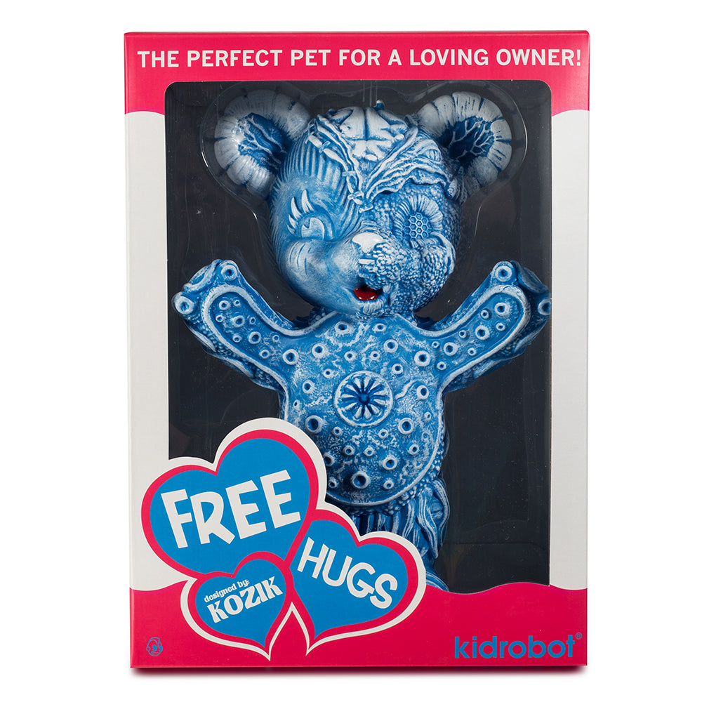Free Hugs Bear Art Figure by Frank Kozik - Blue Edition