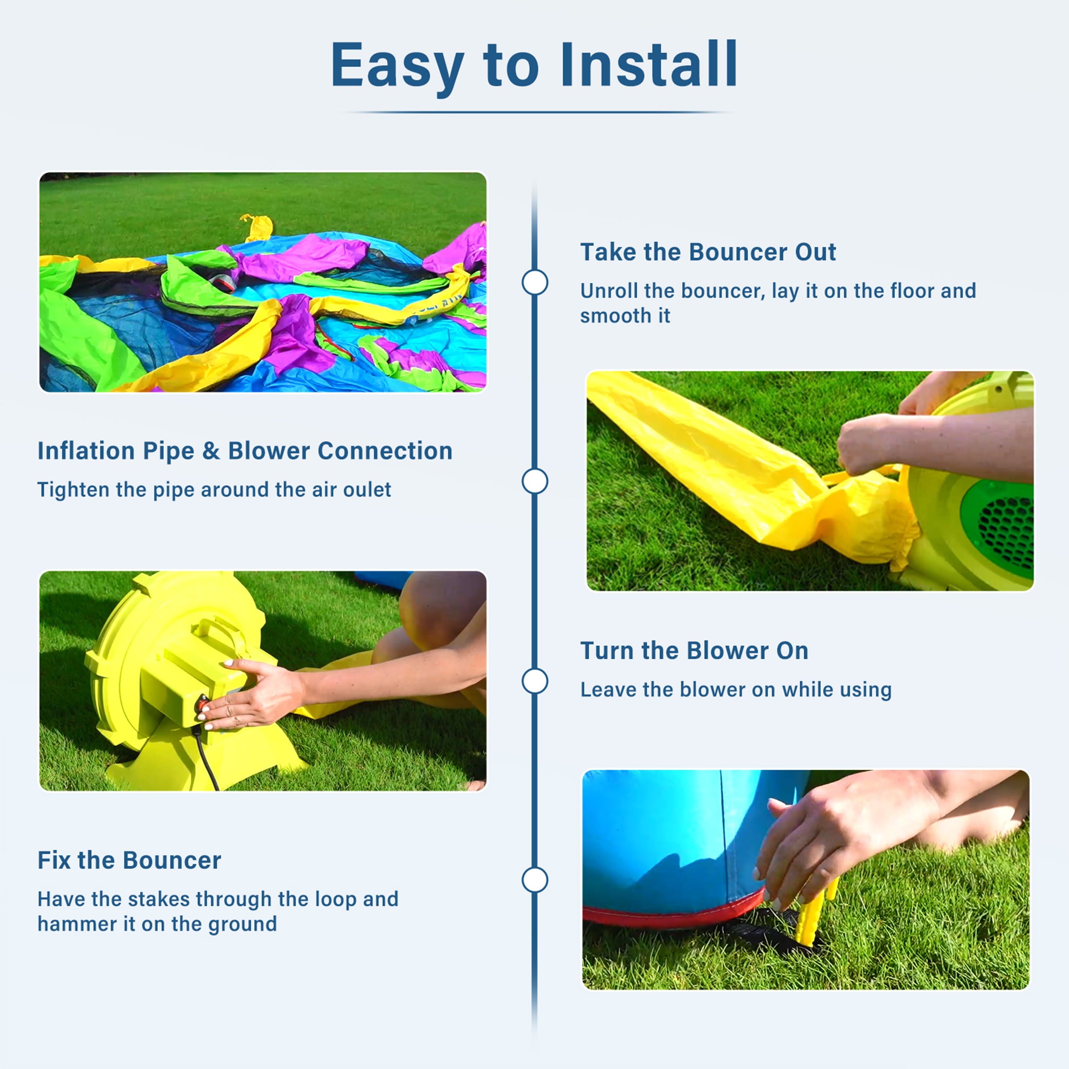 Slide Bouncer with Slide Inflatable Jumper Bouncing House Jumping Castle Heavy Duty Backyard Kids Party Bouncer House