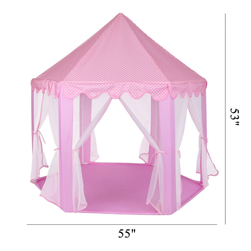HURRISE Princess Castle with LED Light ,Super Fantasy Playhouse Canopy Tent Indoor and Outdoor Fun Canvas Play Tent, Pink