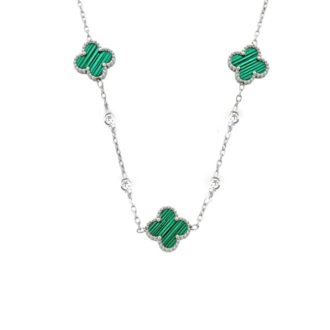 Choker Pedra Agatha Verde  C/ Zircônia (Inspiração Van Cleef & Arpels) Dupla Face