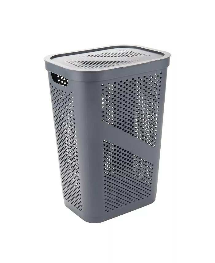 Mind Reader Basket Collection， Slim Laundry Hamper， 60 Liter 15Kg 33Lbs Capacity， Attached Hinged Lid