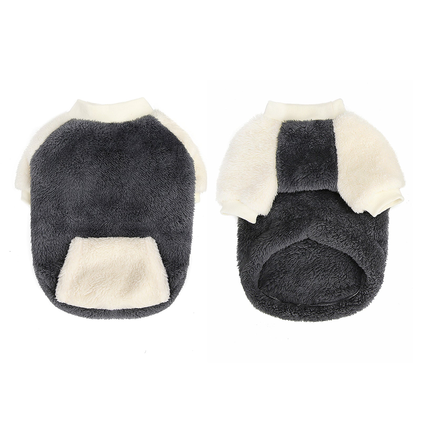 NAMSAN Winter Dog Sweater for Small Dog， Soft Stretch Pet Winter Warm Clothes， Fleece Pullover Doggy Coat Pocket Design Grey