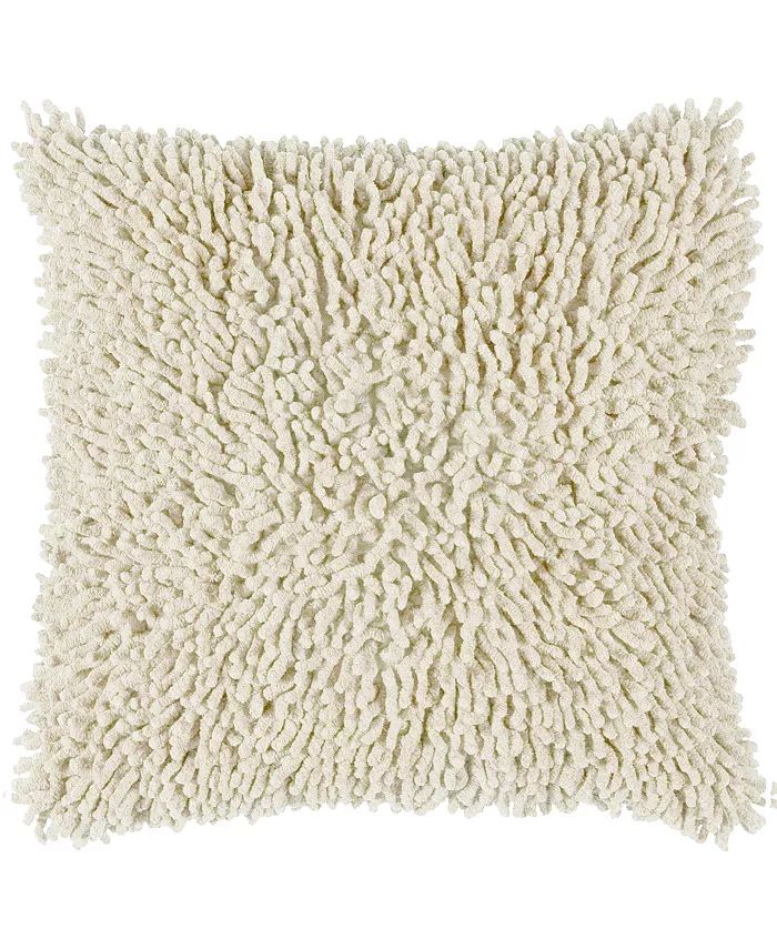 Rizzy Home Shag Solid Polyester Filled Decorative Pillow， 18