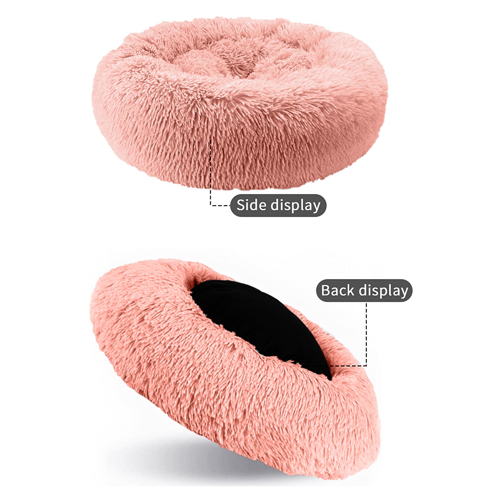 Nisrada Calming Donut Pet Bed for Dogs and Cats， 27 Inch Dog Bed for Large Dogs， Washable-Round Pet Bed for Puppy and Kitten