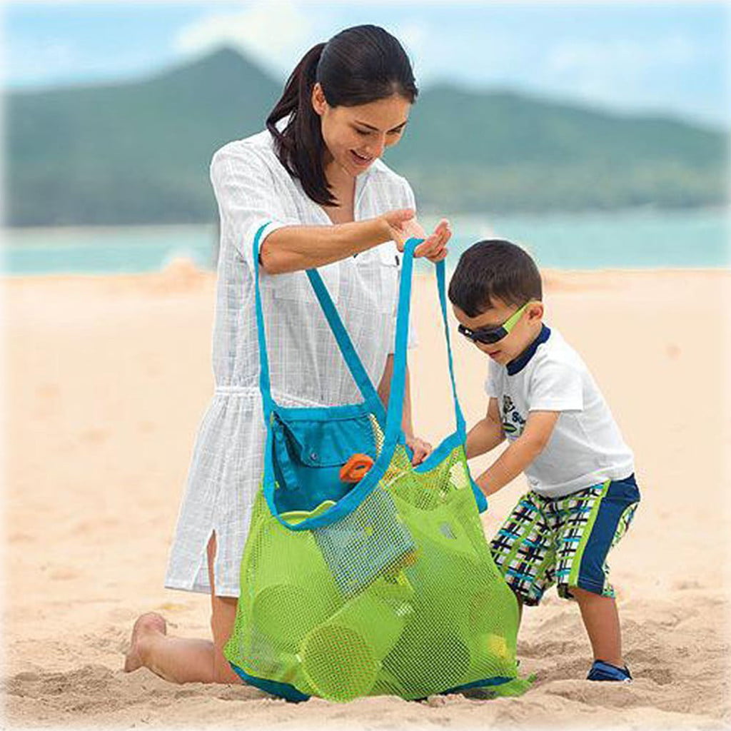 Mortilo Beach Toys Large Mesh Tote Bag Clothes Toys Carry All Sand Away Beach Bag