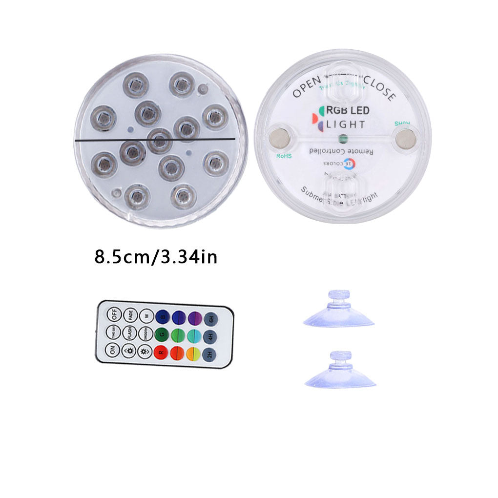 Best Choice RGB LED Aquarium Light Fishtank Underwater Decorating Lamp Submersible Swimming Pool Remote Control Light， 1pc， 8.5cm