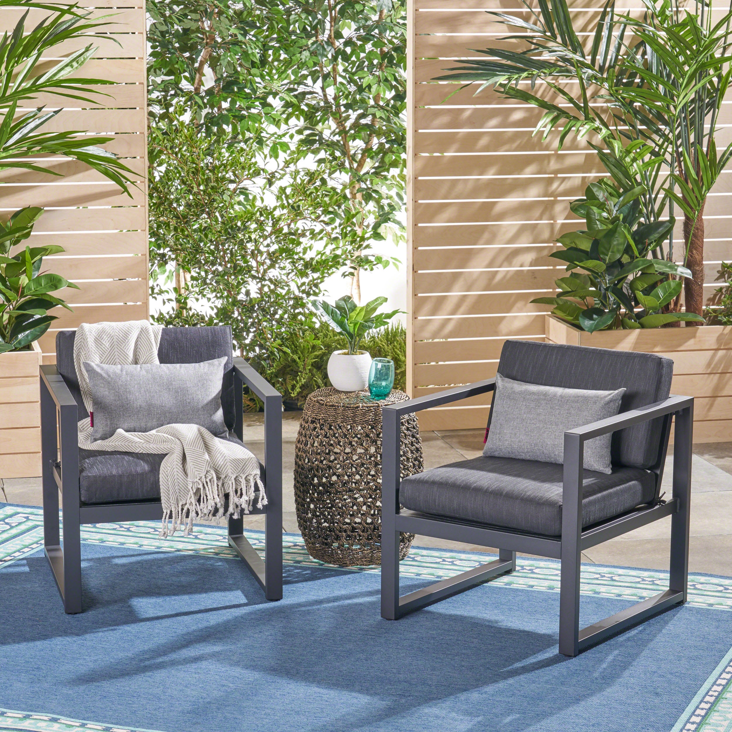 Wally Outdoor Aluminum Club Chairs