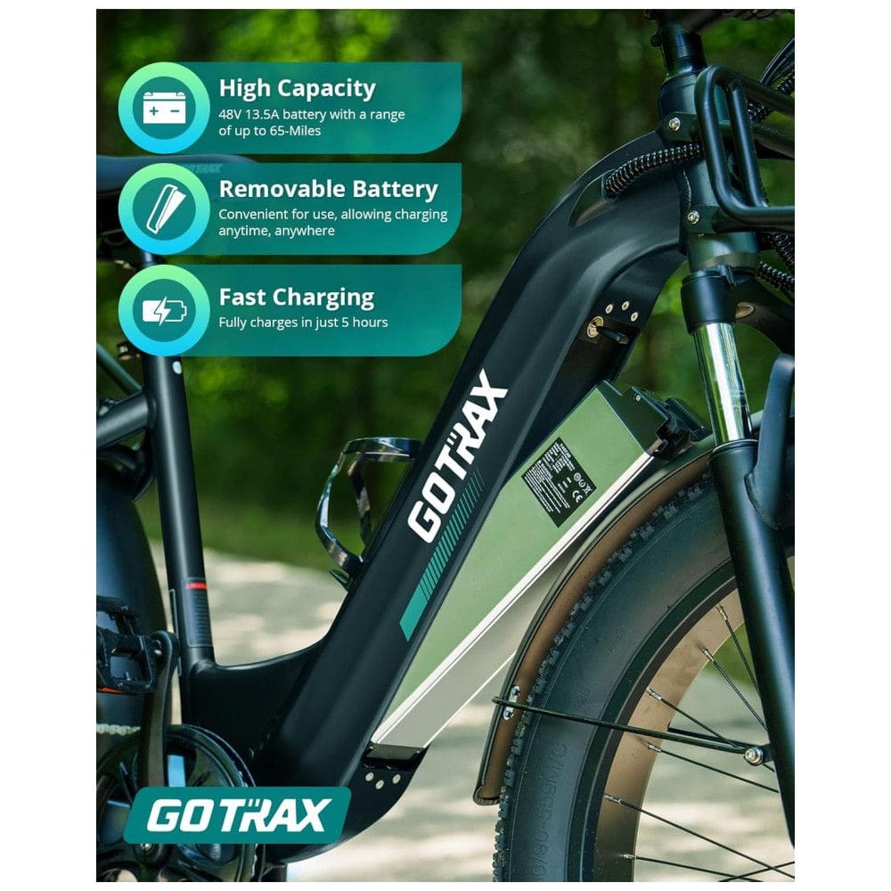 Bicicleta Elétrica Dobrável Gotrax com Pedalassistência com Bateria de 48V, Potência de Pico de 500W, Bicicleta Elétrica para Adulto