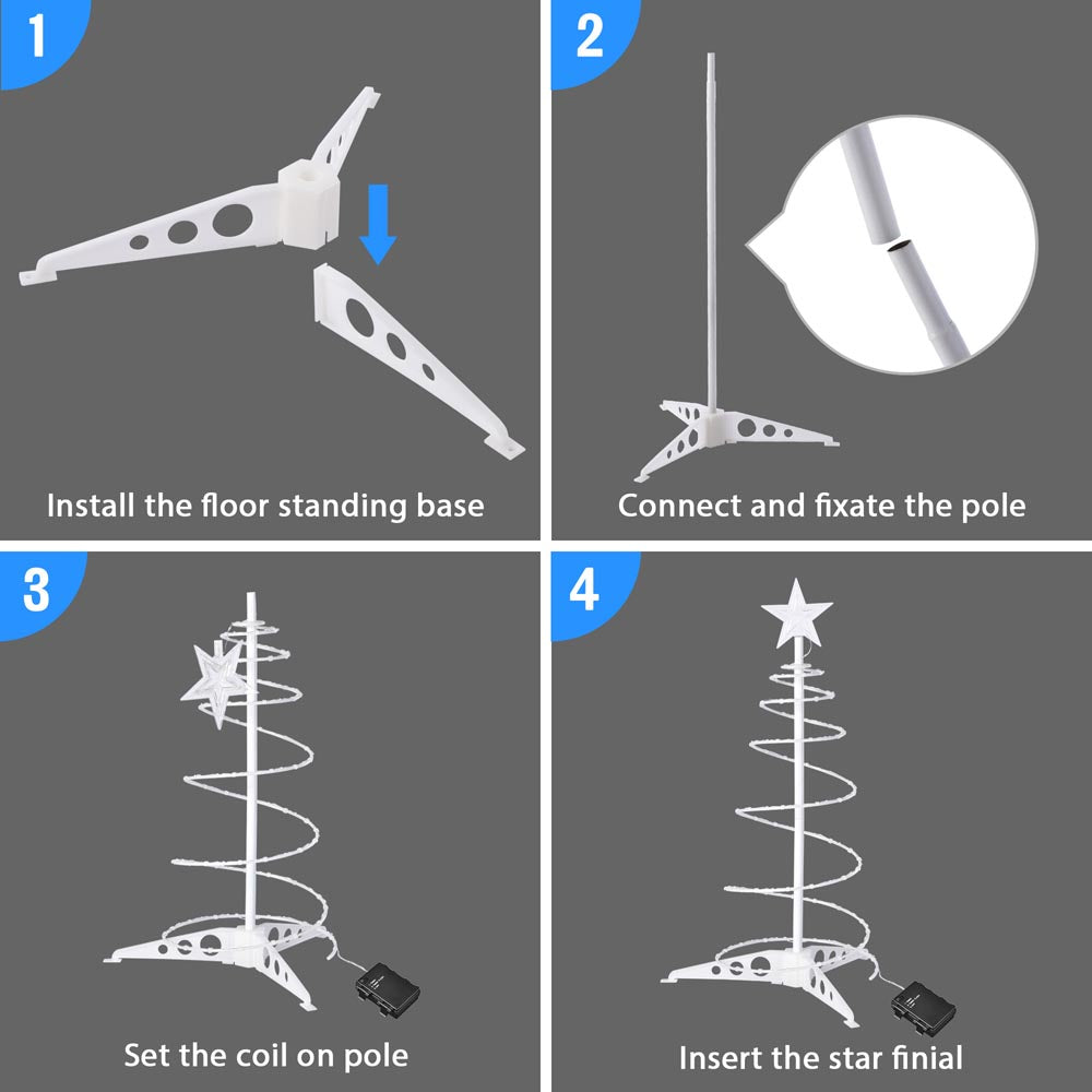 Yescom 2' Pre-Lit Spiral Christmas Tree Battery Operated