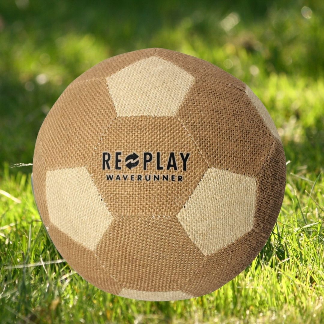 Wave Runner Replay Eco-friendly Kids Soccer Ball 100% Recycled Soccer Balls Size 5 For Sport Play Outdoor ， Made Of 100% Jute