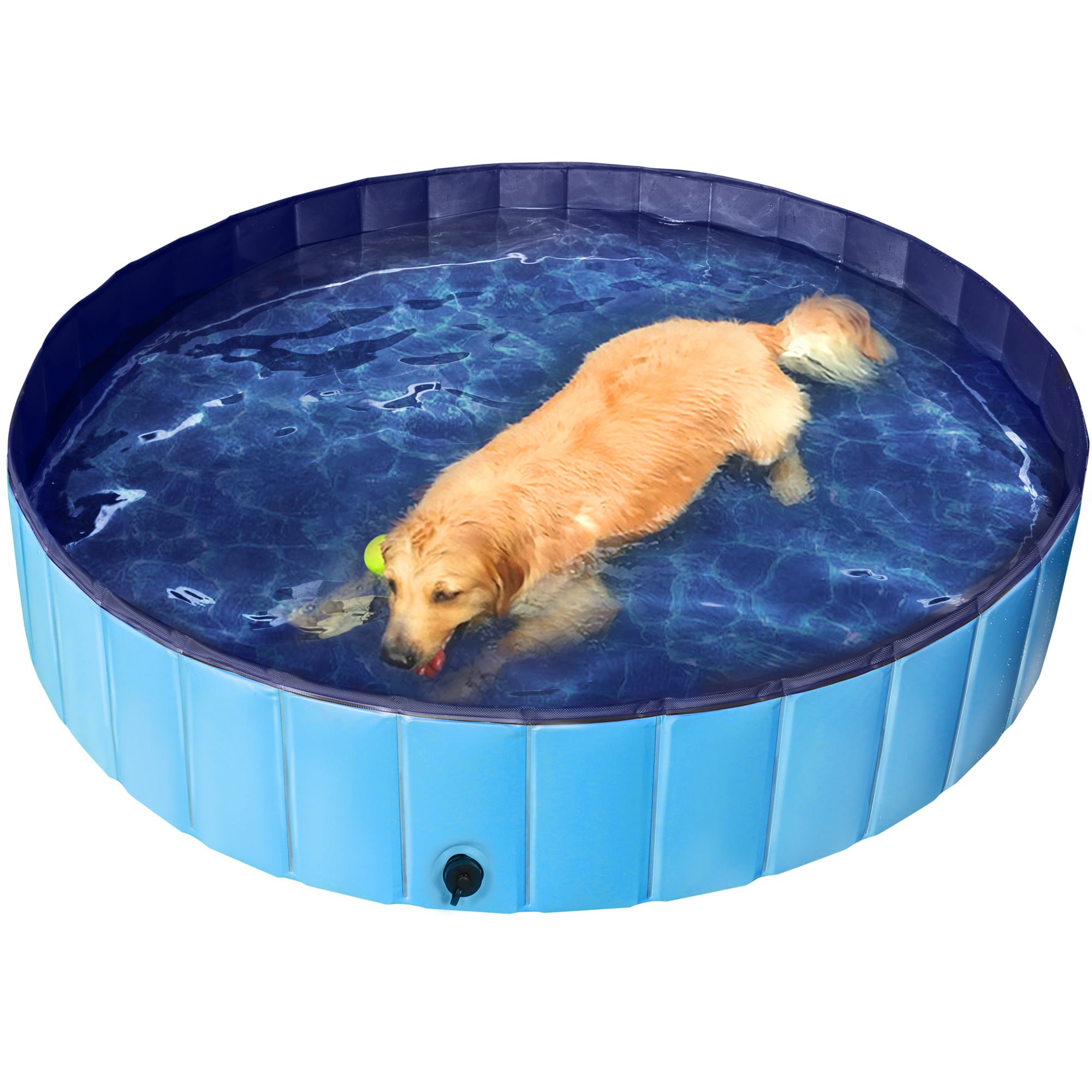 Easyfashion Foldable Pet Swimming Pool Wash Tub for Cats and Dogs， Blue， XX-Large， 63