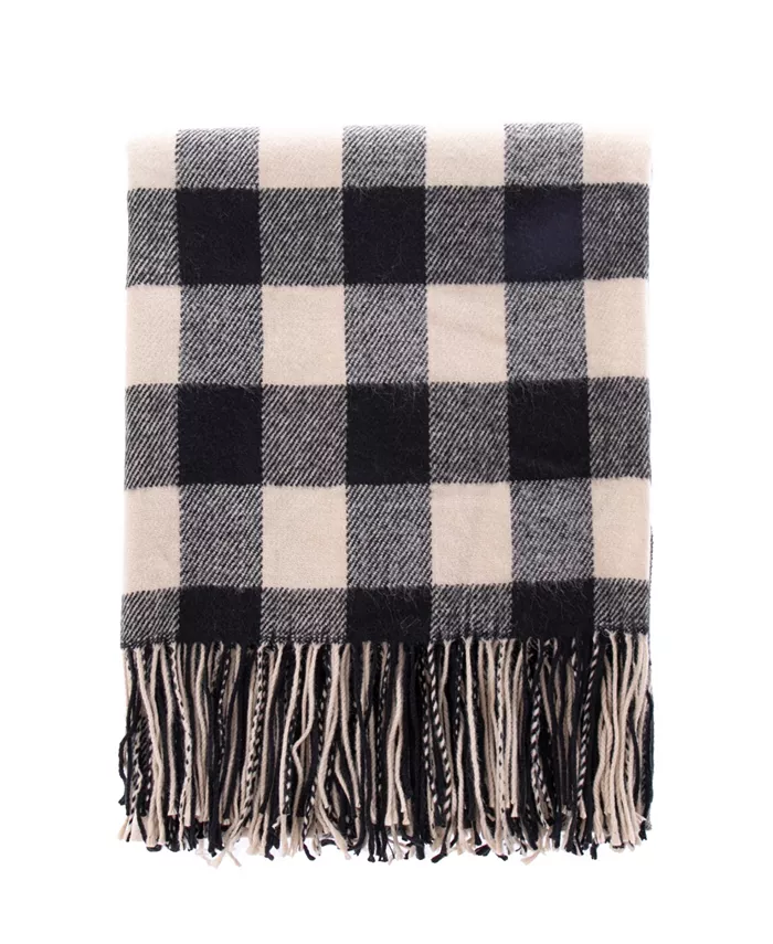Happycare Textiles Decorative Sofa Bed Check Tassel Wrap Shawl Throw， 60