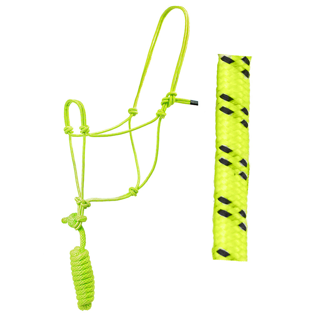 Basic Poly Rope Halter with Lead Lime