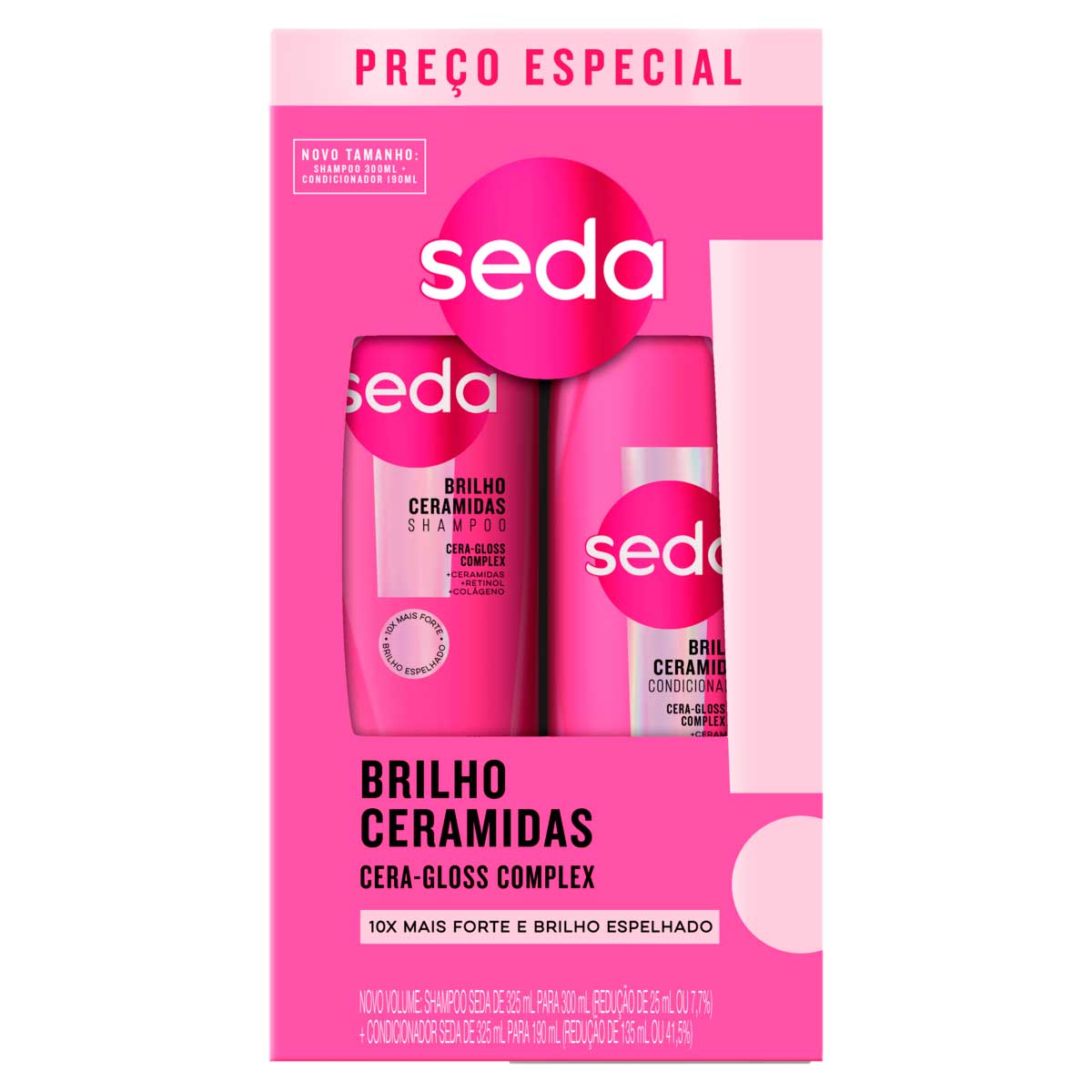 Kit Shampoo 300ml + Condicionador 190ml Seda Brilho Ceramidas