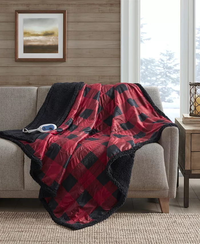 Woolrich Linden Buffalo-Check Electric Faux-Mink to Berber Throw， 70