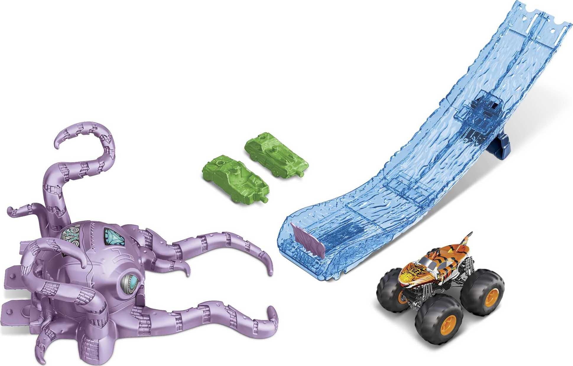 Hot Wheels Monster Trucks Octo-Slam Hero Playset with 1 Die-Cast Vehicle