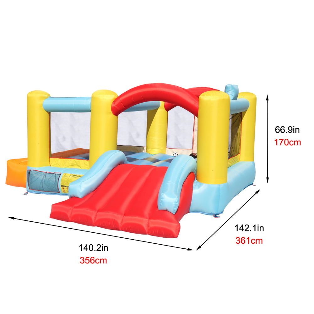 Track 7 Bounce House Inflatable Jumping Castle with a Basketball Hoop，Slide And Three Balls