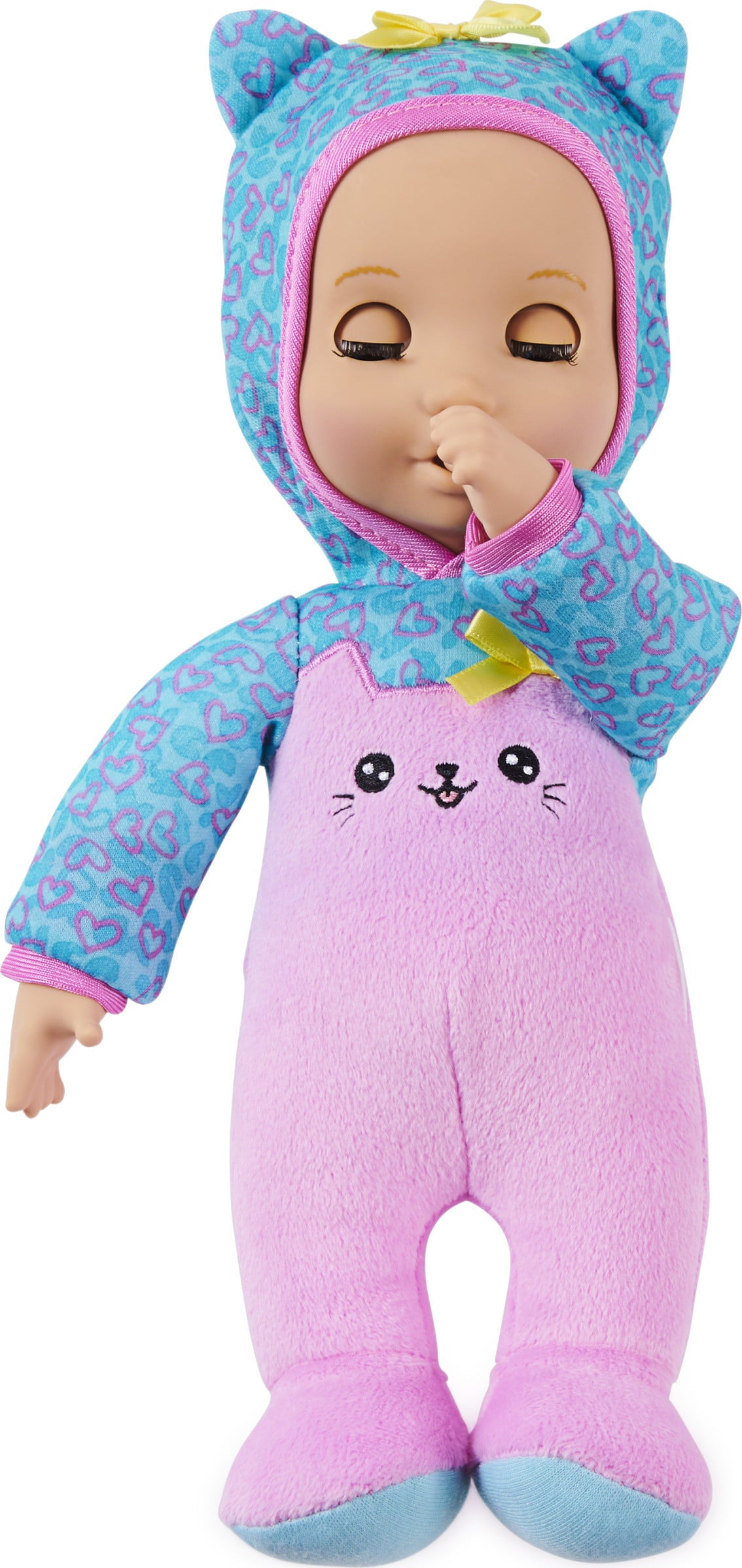 Luvzies by Luvabella, Kitten Onesie 11-inch Cuddly Baby Doll with Bottle Accessory, for Kids Aged 4 and up