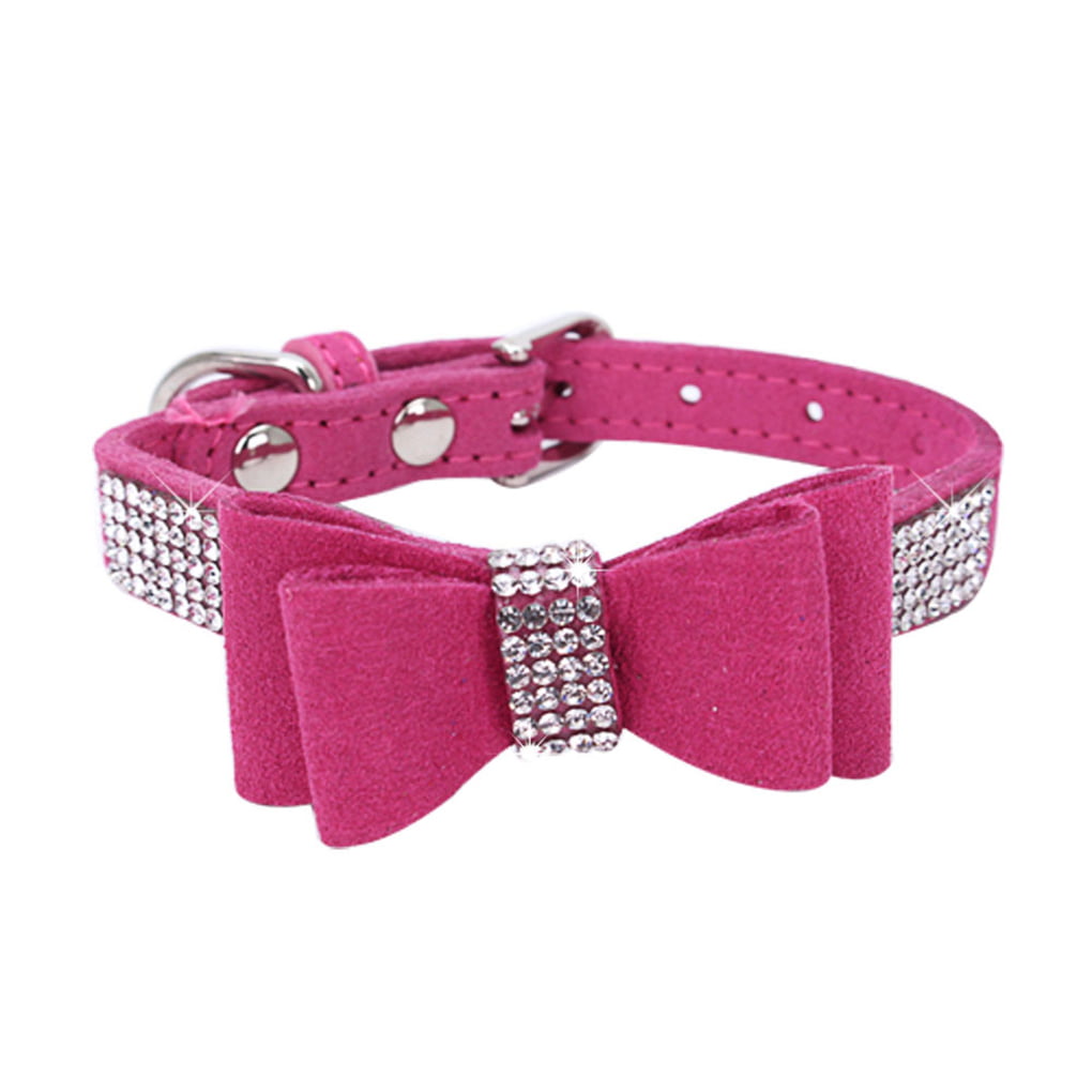 Bling Crystal Cat Collar Metal Adjustable Puppy Bow Tie Rhinestone Soft Collars Pet Supplies for Small Medium Dogs