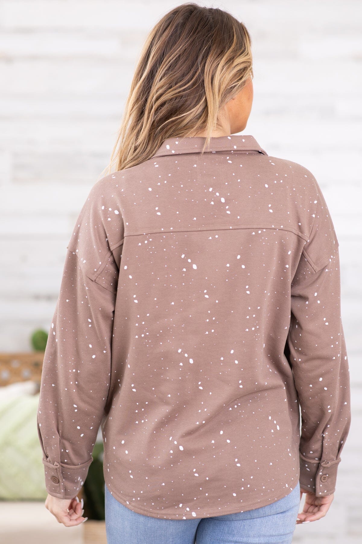 Mocha Bleach Splatter Knit Jacket