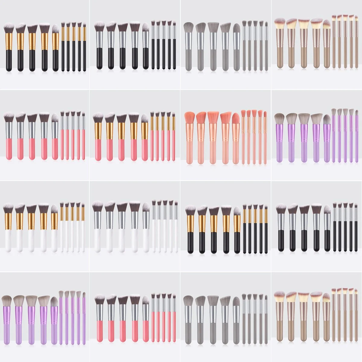 Mini Size Premium Synthetic Foundation Powder Concealers Eye Shadows Makeup 10 Pcs Brush Set