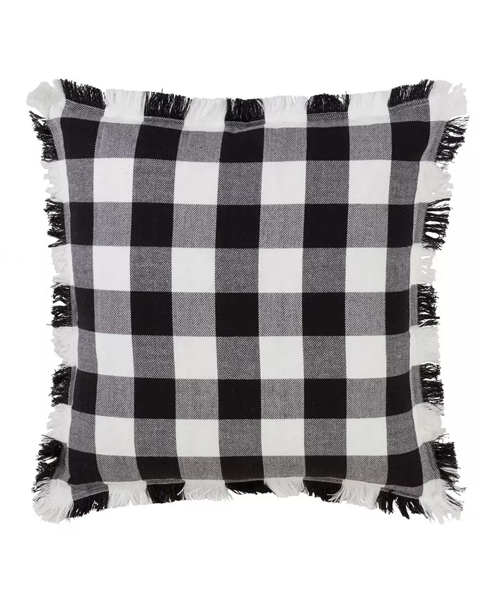 Saro Lifestyle Buffalo Plaid Fringed Decorative Pillow， 20