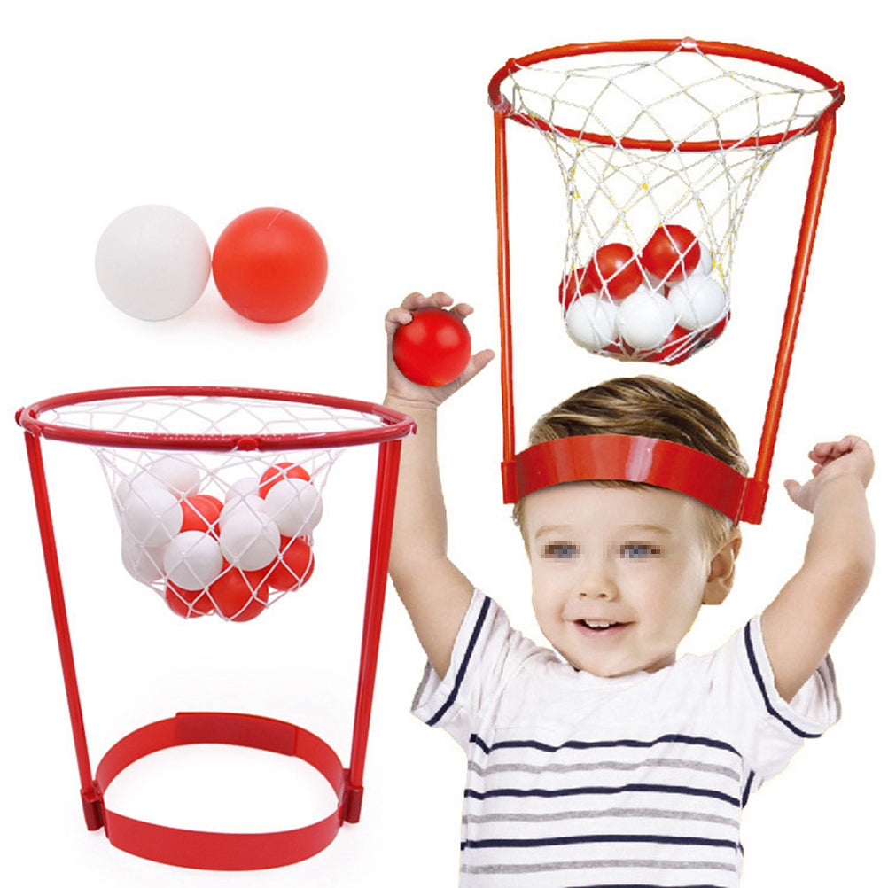 Headband Hoop Ball Toy Catching Basketball Kid Game Head Strap Party Favors Outdoor Parent-child Toy (Red)