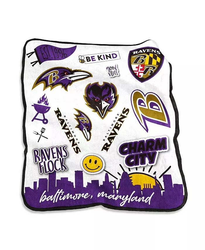 Logo Brands Baltimore Ravens 50'' x 60'' Native Raschel Plush Throw Blanket