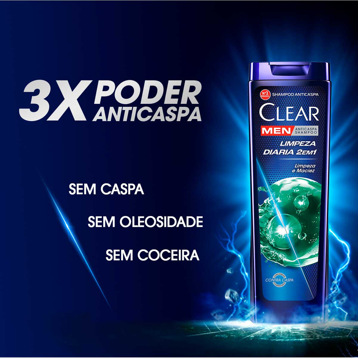 Shampoo Anticaspa Clear Men Limpeza Diaria 2 em 1 400ml