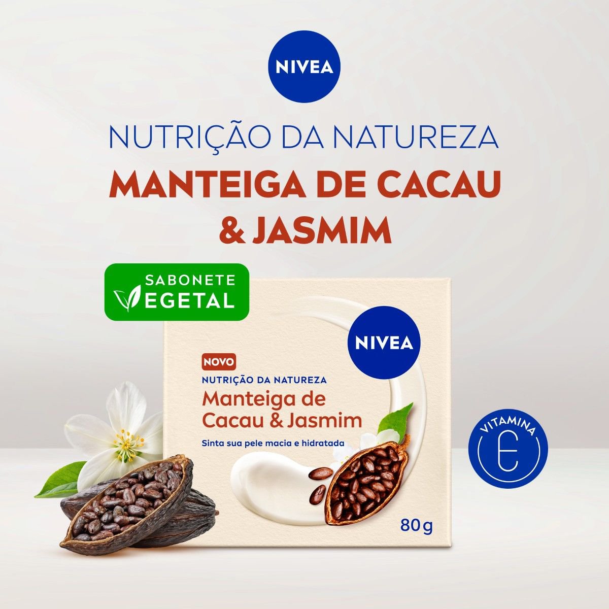 Sabonete Barra Vegetal Manteiga de Cacau E Jasmim Nivea Nutricao da Natureza  80g