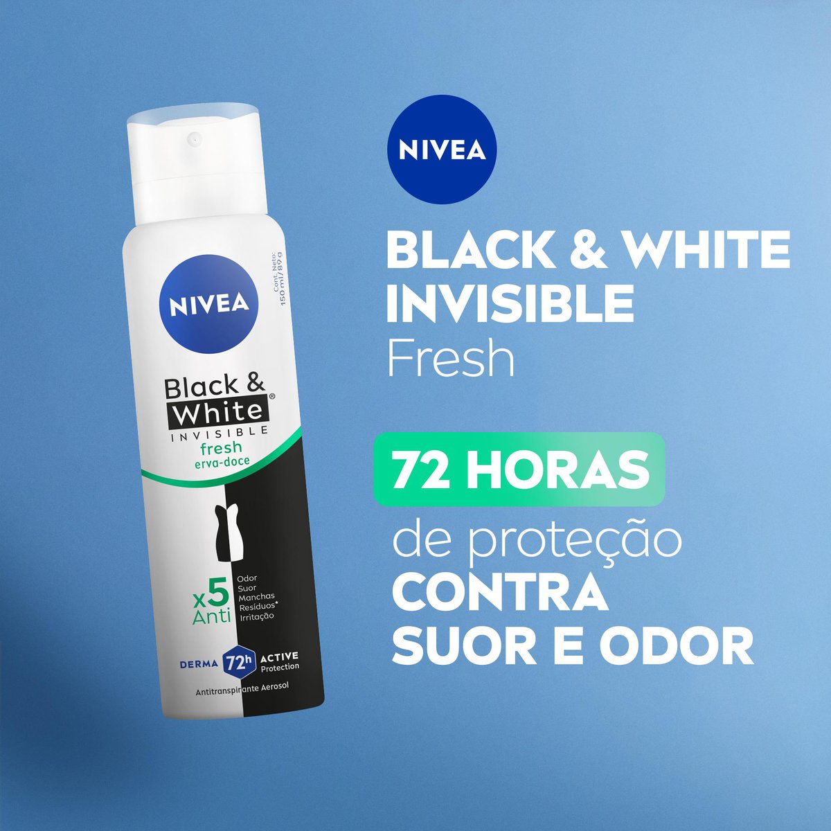 Desodorante Aerossol NIVEA Black & White INVISIBLE Fresh Erva-Doce 150ml