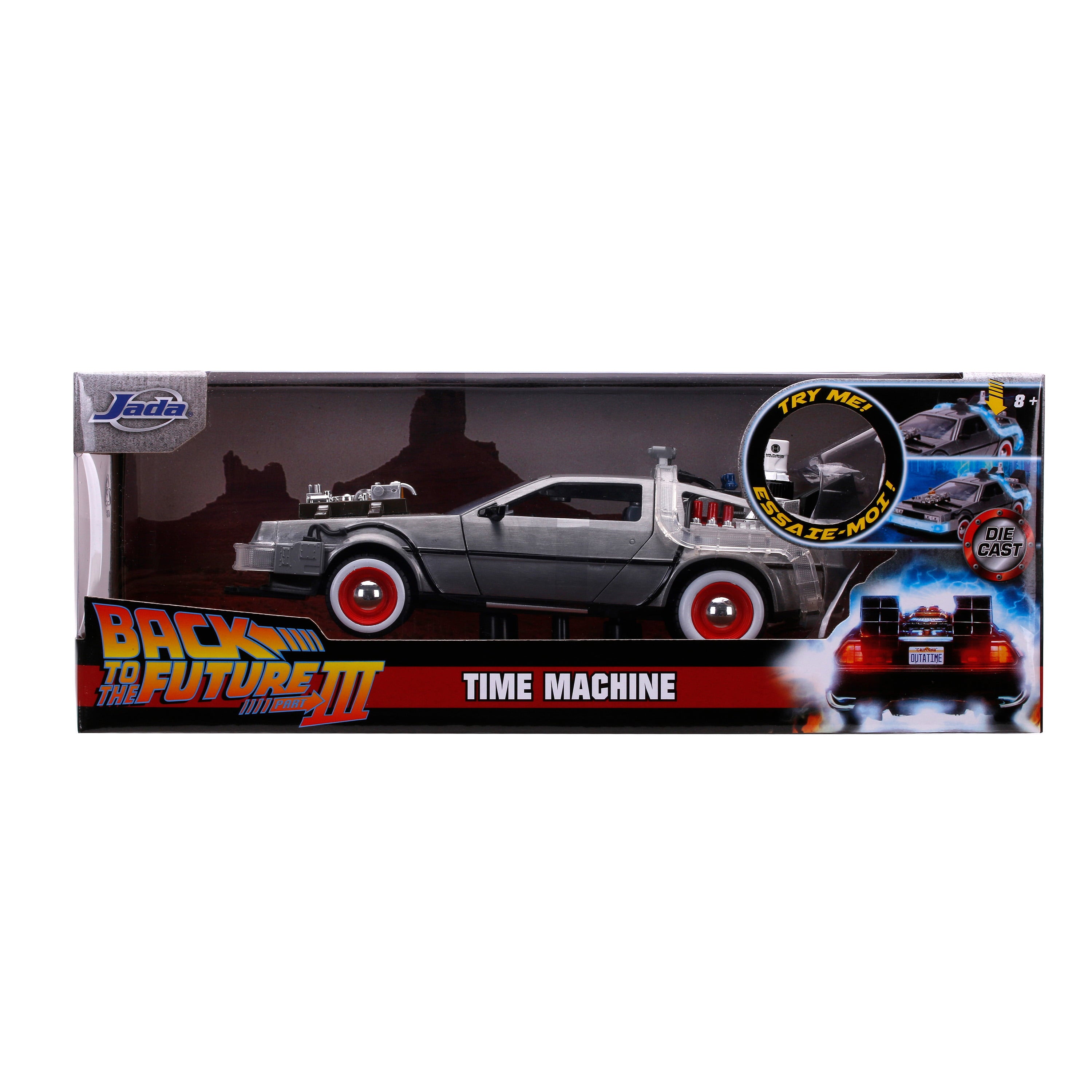 Back To The Future Part III 1:24 Time Machine Die-cast Car Light Up Feature Play Vehicles
