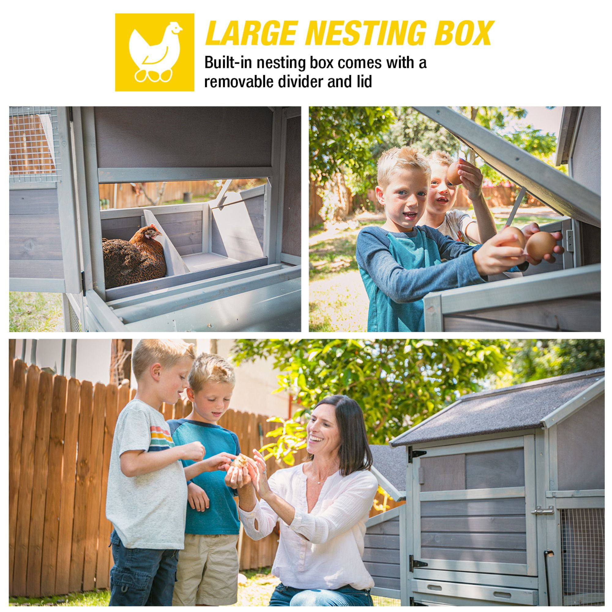 Morgete Wood Chicken Coop with Wheels Large Hen House for 4 Chickens