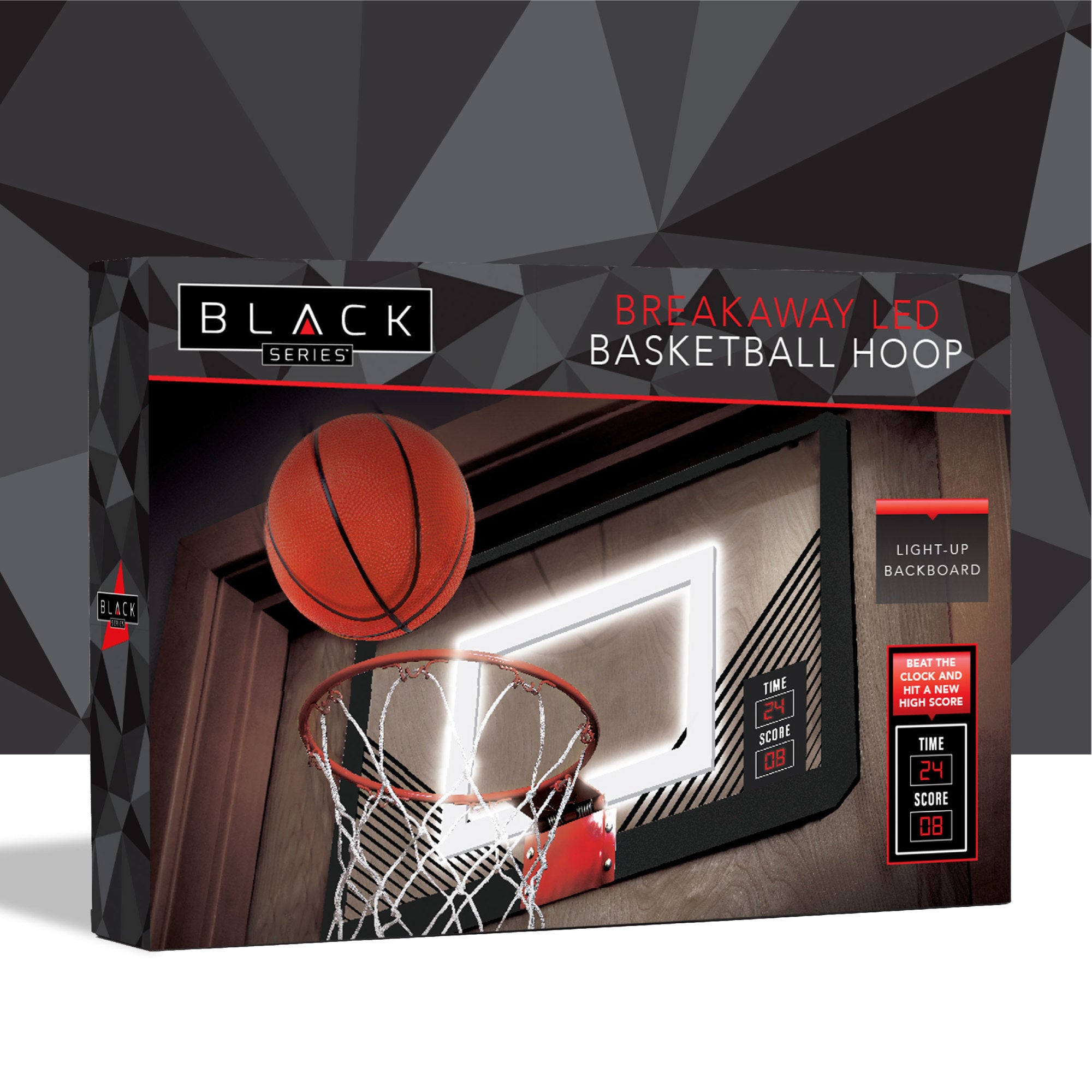 Black Series LED Light-Up Basketball 18 Inch Hoop Sports Game with Mini Ball for Indoor/Outdoor Play During the Day or Night -Slam Dunk Approved