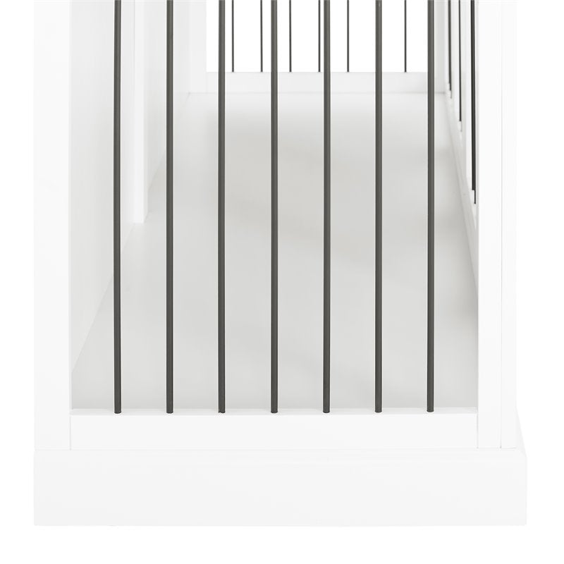 Bowery Hill Wood Medium Credenza Pet Crate in White/Brown Finish