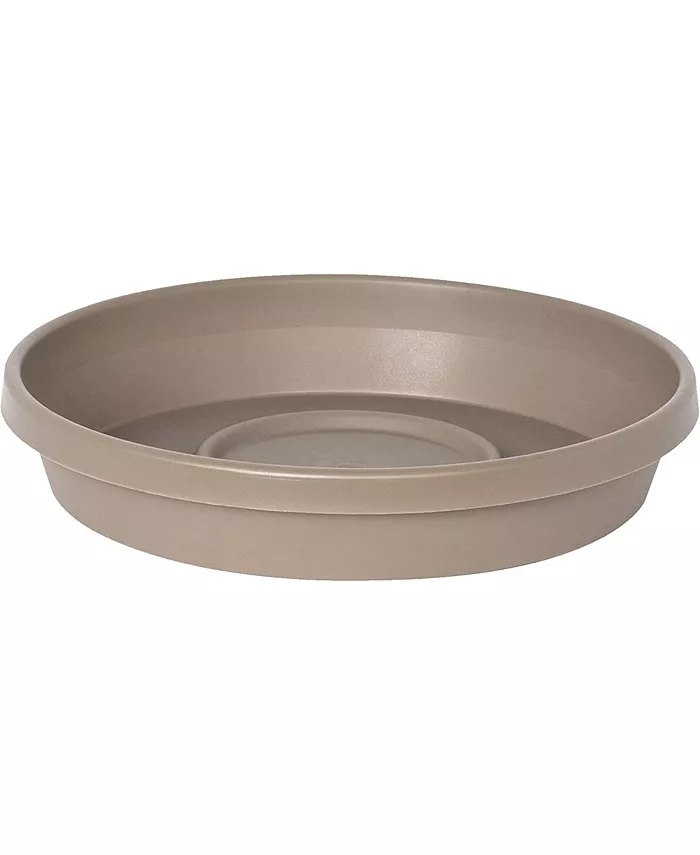 Bloem Terra Round Plastic Saucer for Planters， Pebble Stone， 14 inches