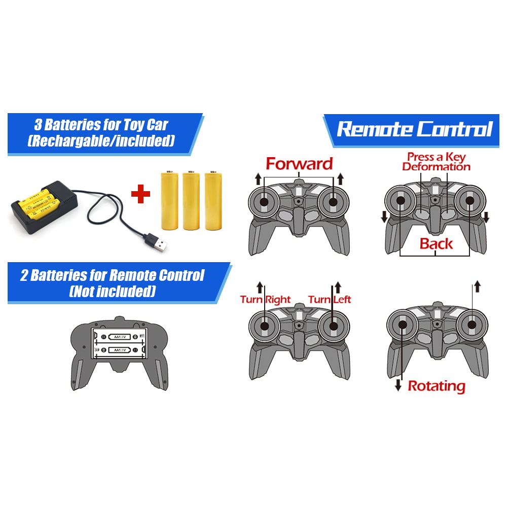 Remote Control Cars， Transform Car Robot， RC Cars for Kids， Boys Gifts Ages 6 7 8 9 10 11 Year Old Gift