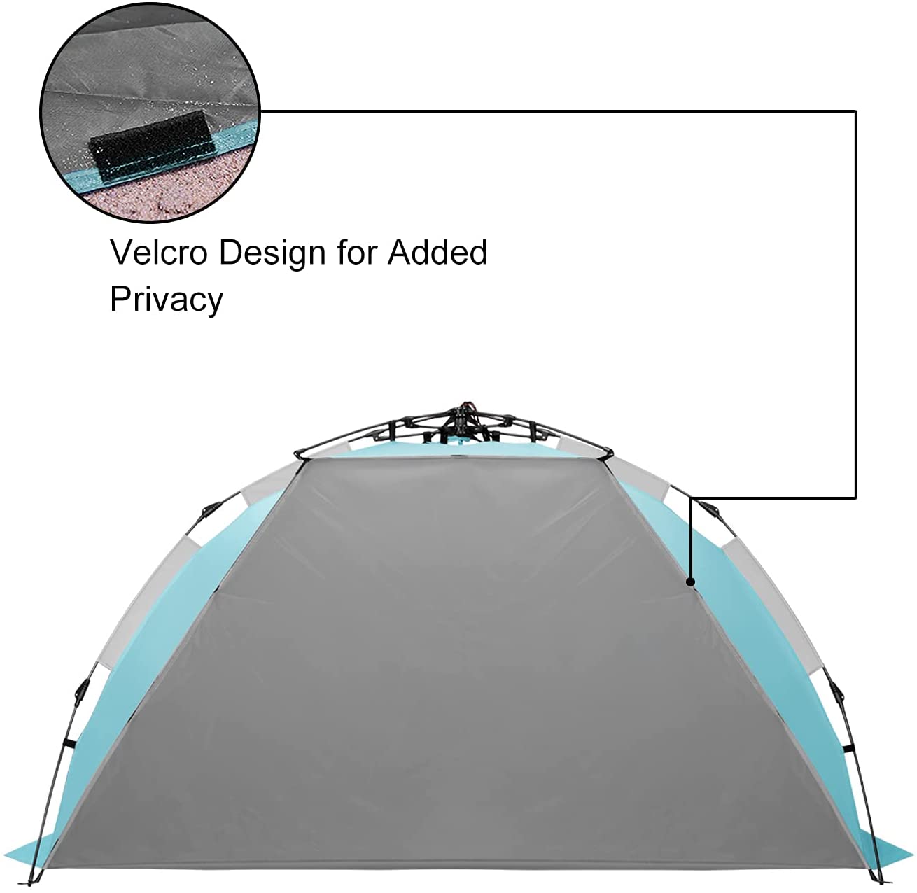 Oileus Beach Tent X-Large 4 Person Tent Sun Shelter， Pop Up Tents for Beach with Carry Bag， Portable Sun Shade， Stakes， 6 Sand Pockets， Anti UV for Camping， Waterproof， Windproof， Sky Blue
