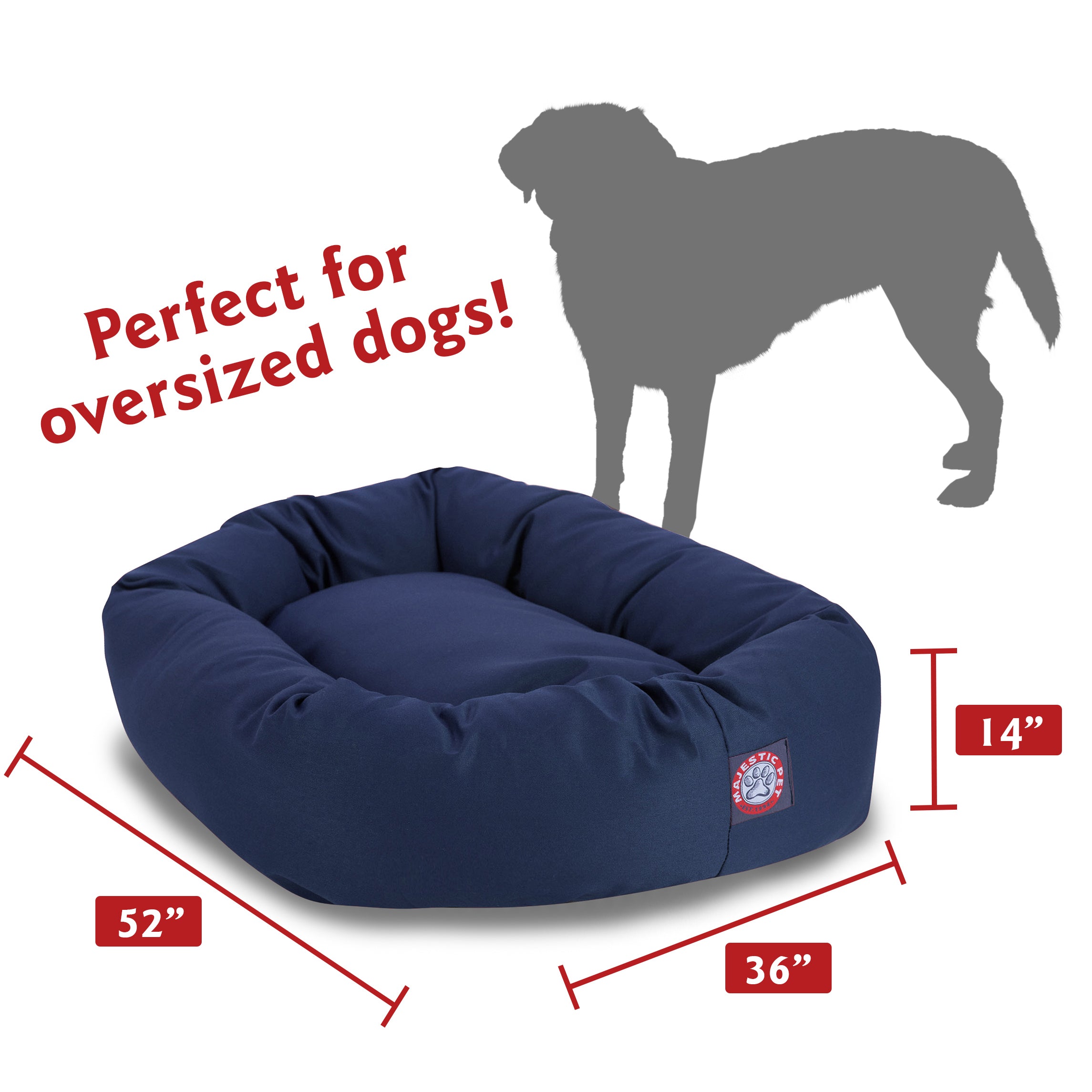 Majestic Pet | Poly/Cotton Bagel Pet Bed For Dogs， Blue， Extra Large
