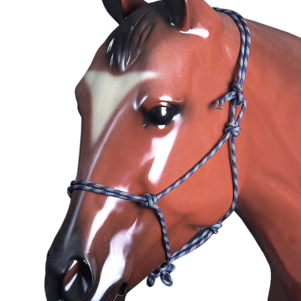 66BH Western Horse Halter 5/16 Braided Poly Rope Royal Blue Yellow Hilason