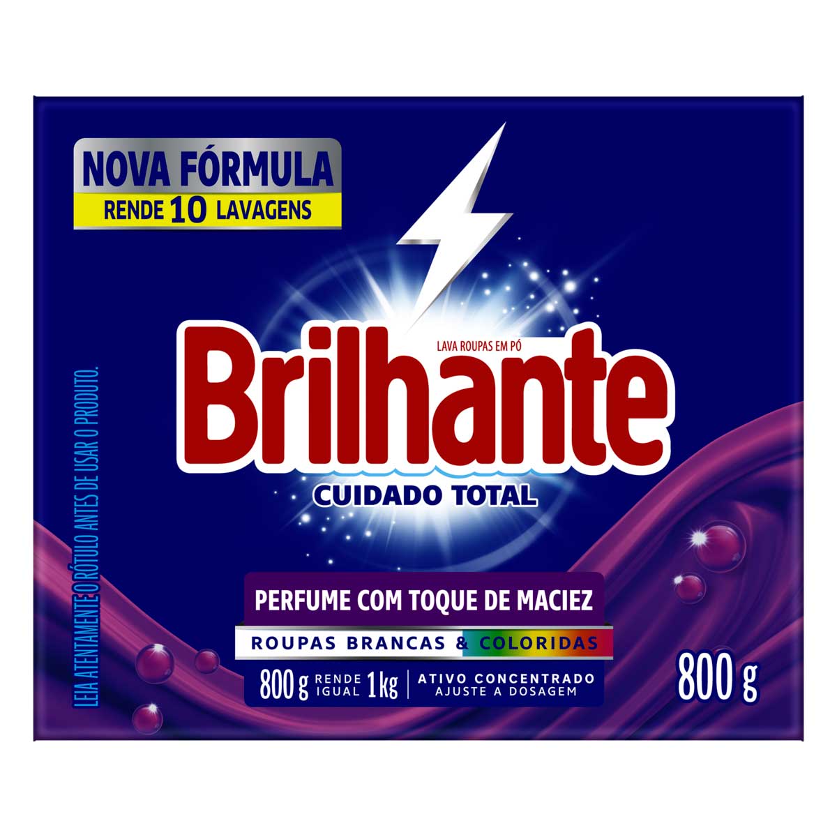 Lava-Roupas Po Roupas Brancas e Coloridas Brilhante Cuidado Total Caixa 800g