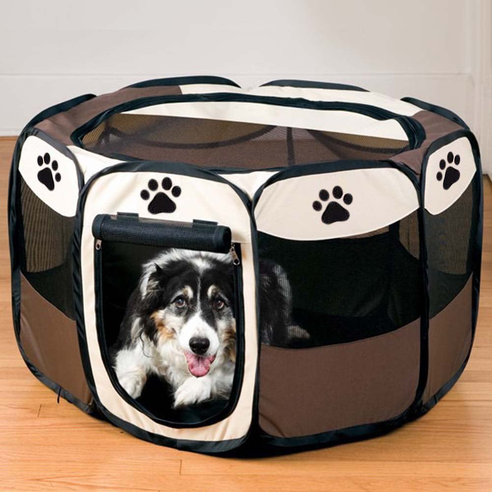 Htovila Foldable Pet Playpen Kennel with Carrying Case for Small Puppies and Cats