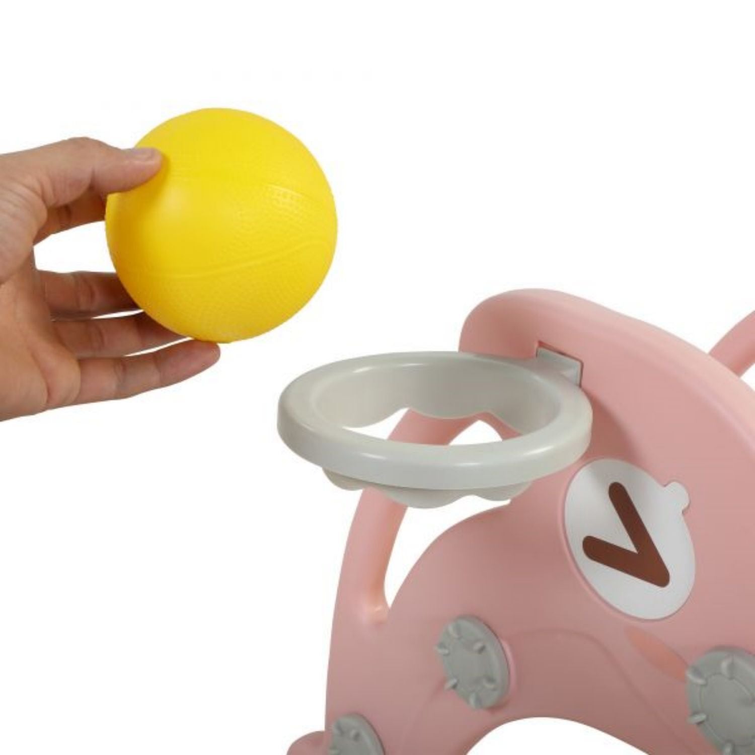 Cmgb 2 in 1 Slide， Toddler Freestanding Extra Long Slide with Basketball Hoop and Ball， Indoor Outdoor， Pink