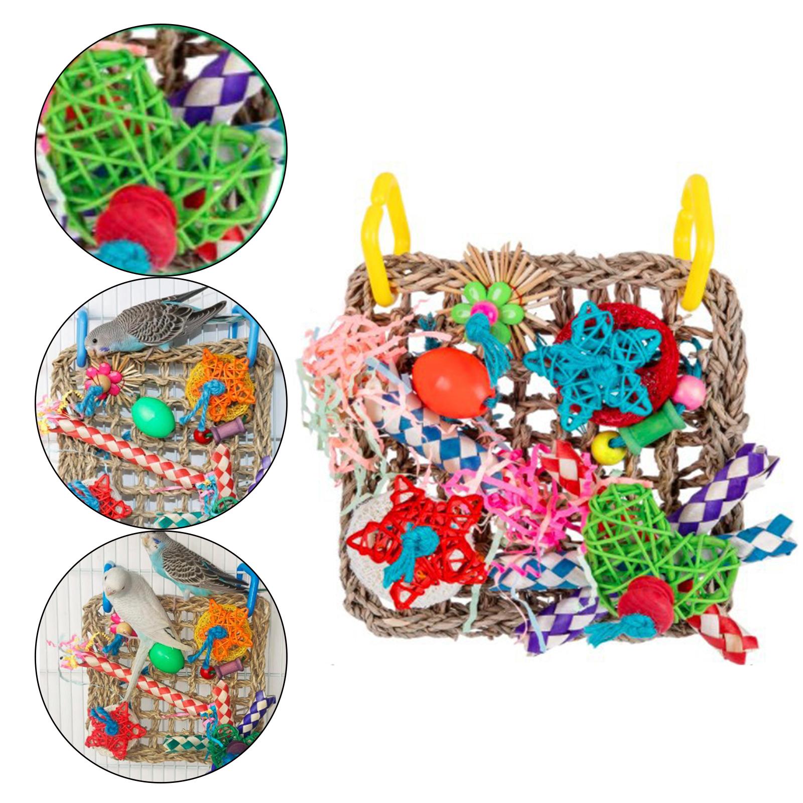 Parrots Toys Chewing Interactive Play Hammock Bird Climbing Net for Parakeet