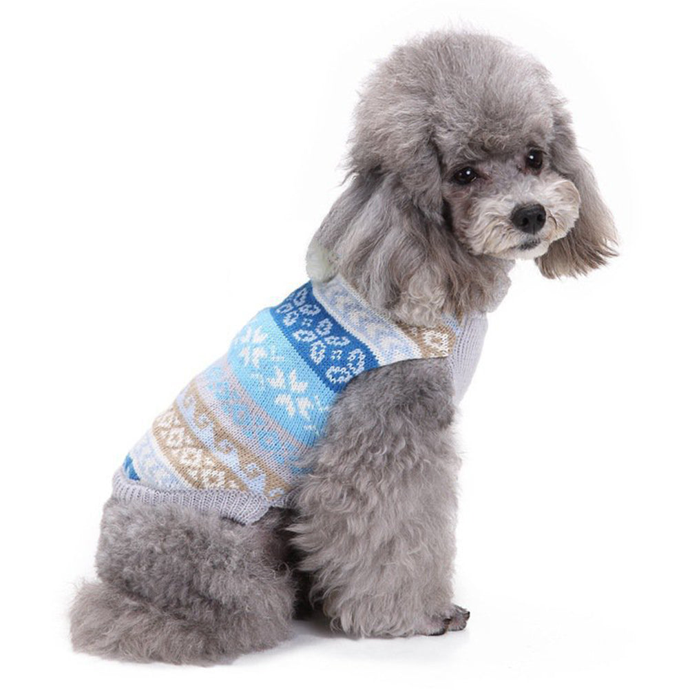 Hemoton Snowflake Pattern Sweater Christmas Pet Hoodies Pet Dog Clothes Sleeveless Dog Garment Pet Winter Clothing Size XXS Blue