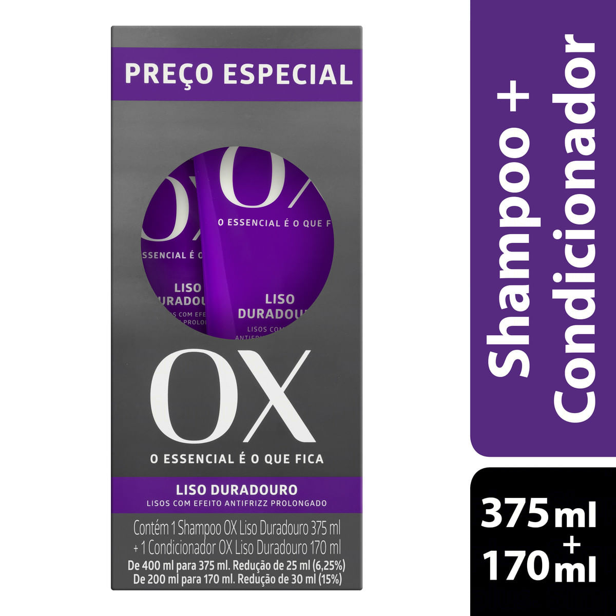 Kit de Shampoo e Condicionador Ox Cosmeticos Liso Duradouro