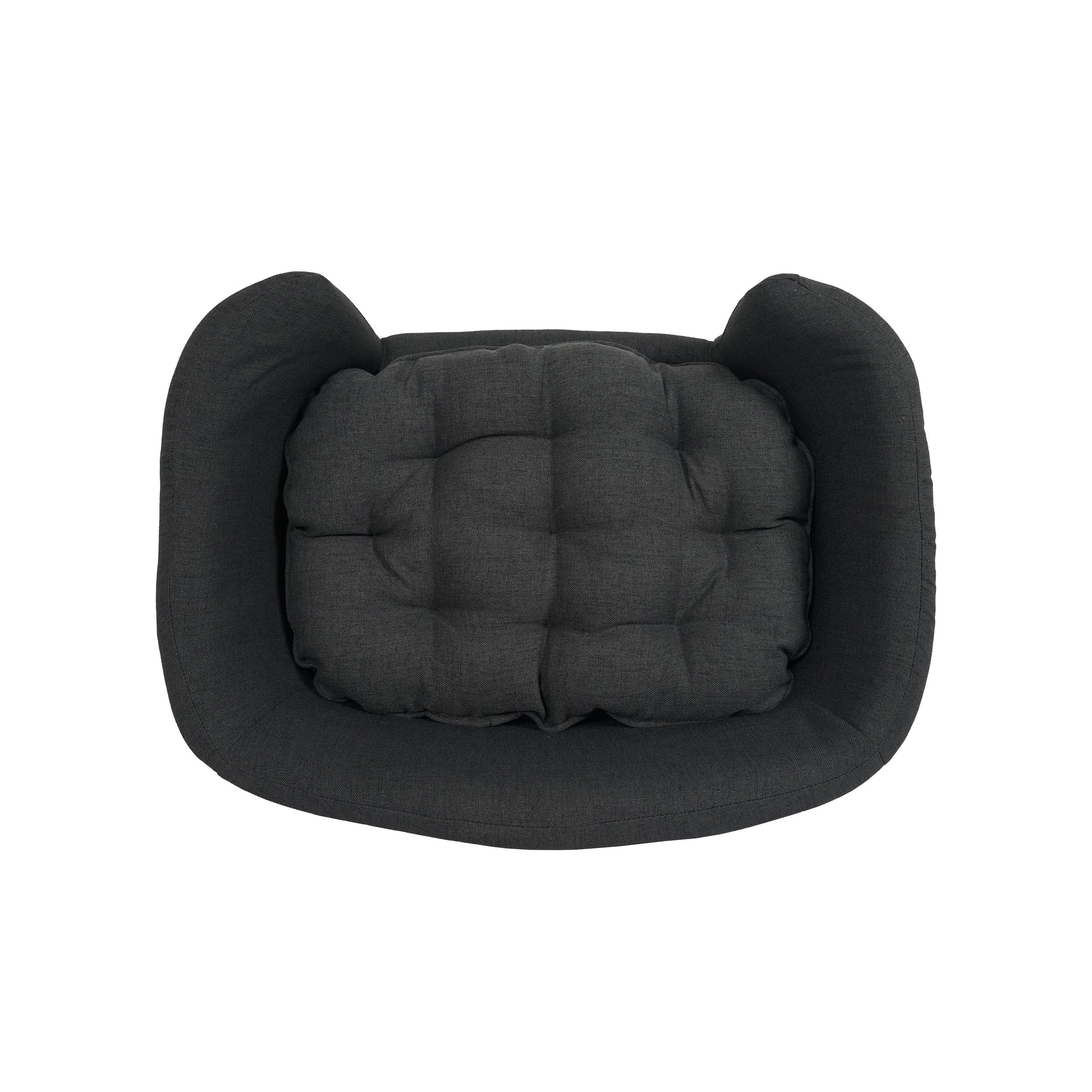 GDF Studio Samuel Mid Century Small Plush Dog Bed， Dark Gray and Natural Finish